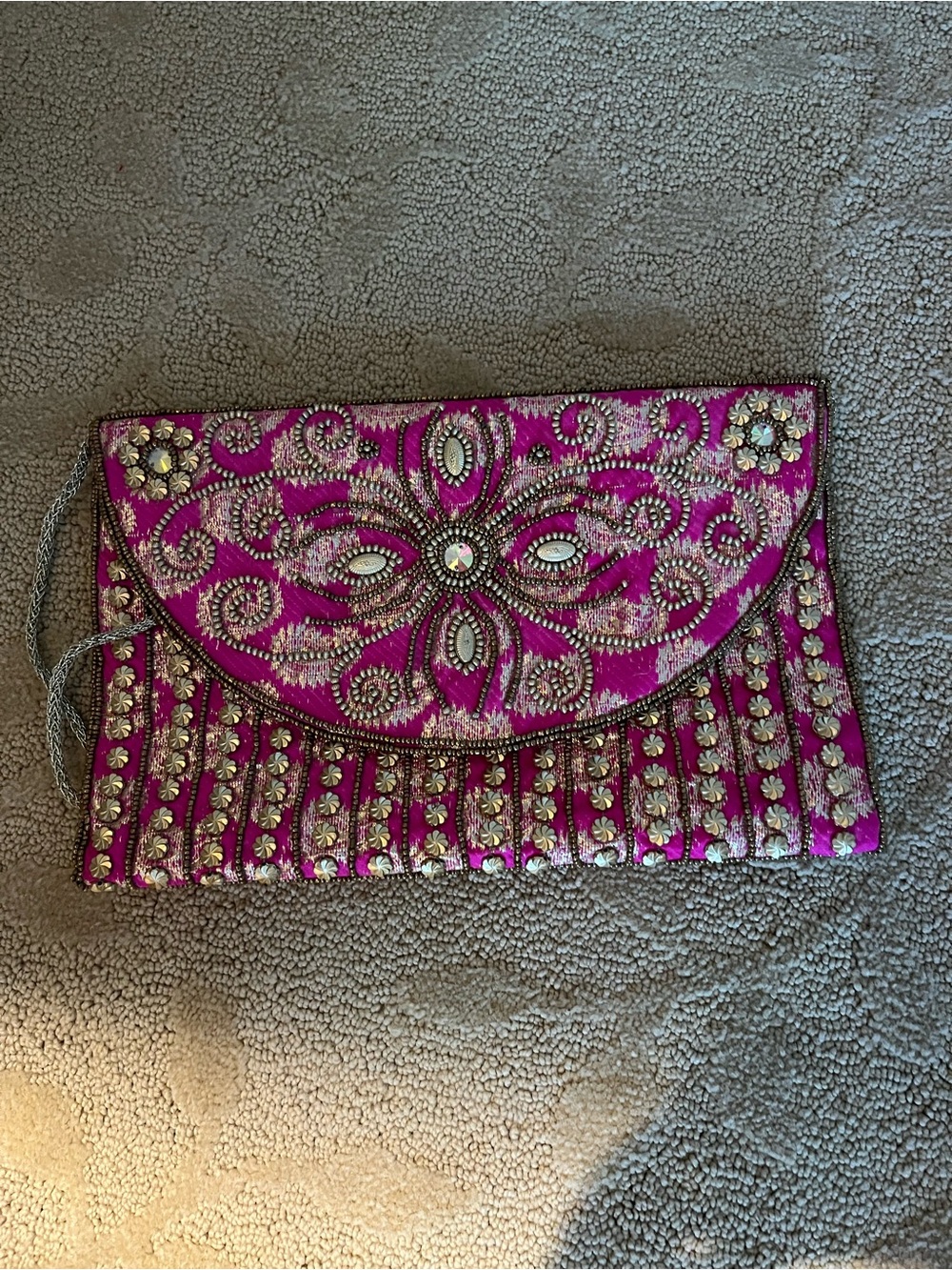 NWT Moroccan Fushia Beaded Handbag Clutch